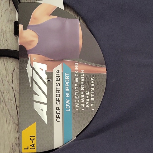 🛍Avia Womens L Cropped Sports Bra Blue Grey Low Support Stretch 2 Pack NEW - Picture 4 of 10